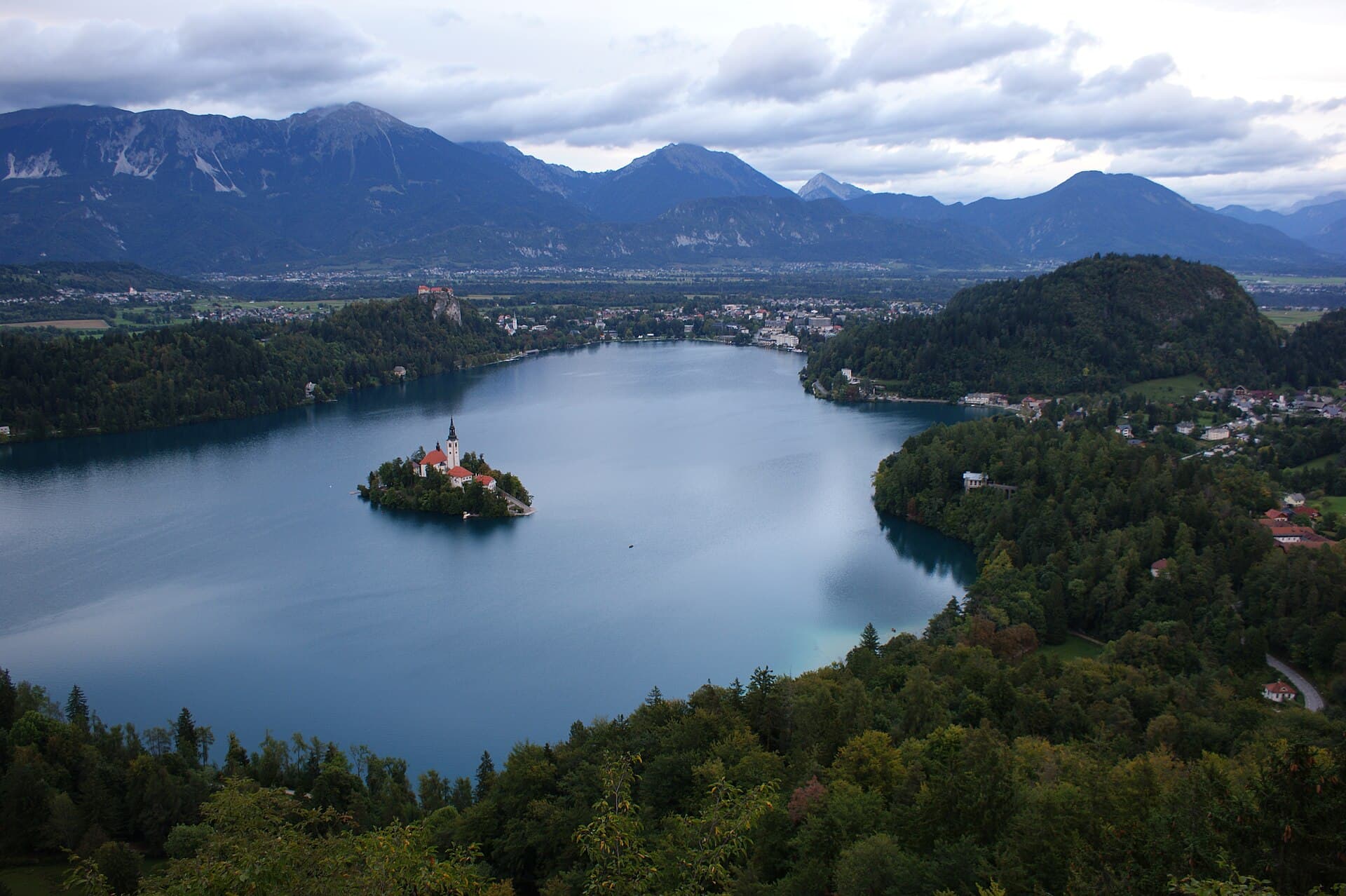 Lake Bled and its island church from Mala Osojnica