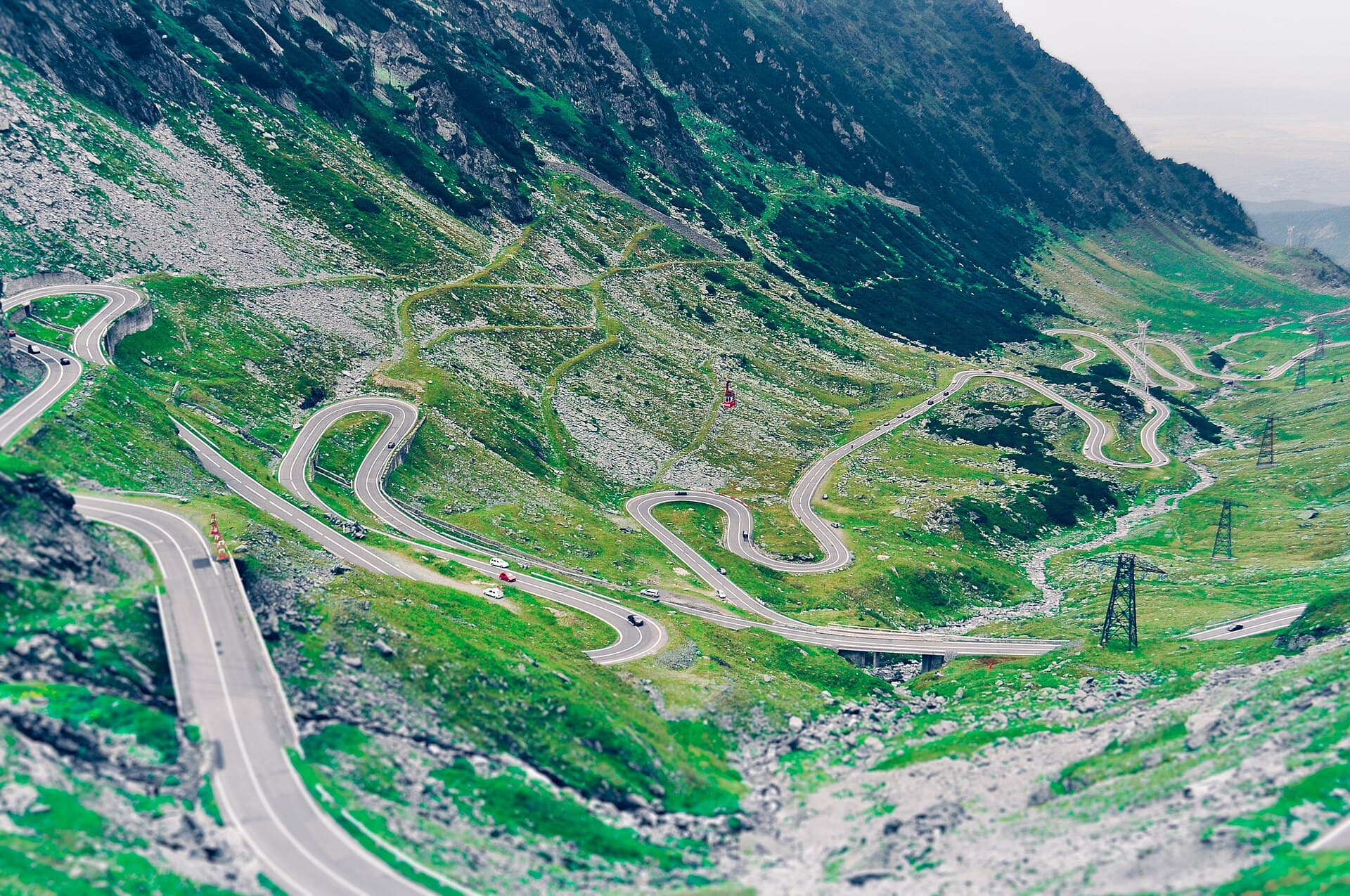 Hairpin bends of the Transfăgărășan mountain road